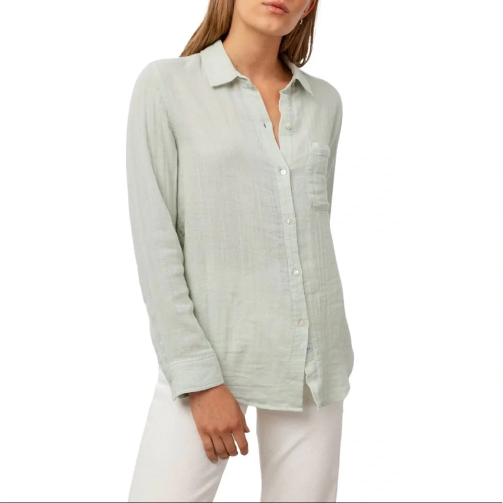 Rails Ellis Cotton Gauze Shirt in Willow XS NWT_11